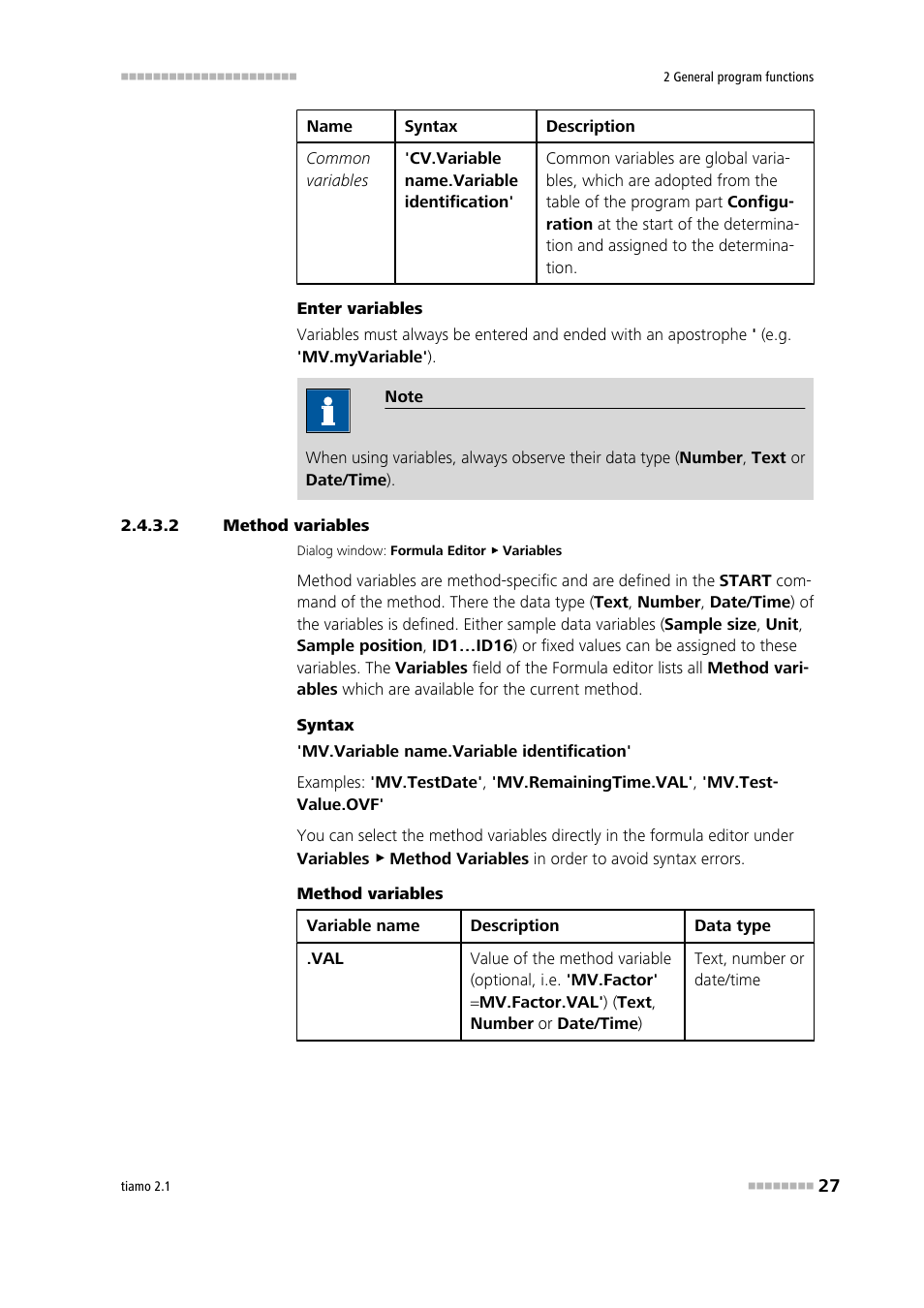 2 method variables, Method variables | Metrohm tiamo 2.1 Manual User Manual | Page 41 / 1532