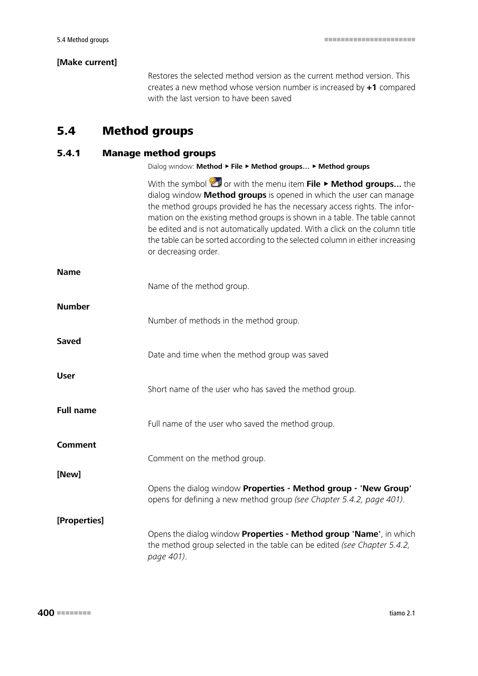 4 method groups, 1 manage method groups, Method groups | Manage method groups | Metrohm tiamo 2.1 Manual User Manual | Page 414 / 1532