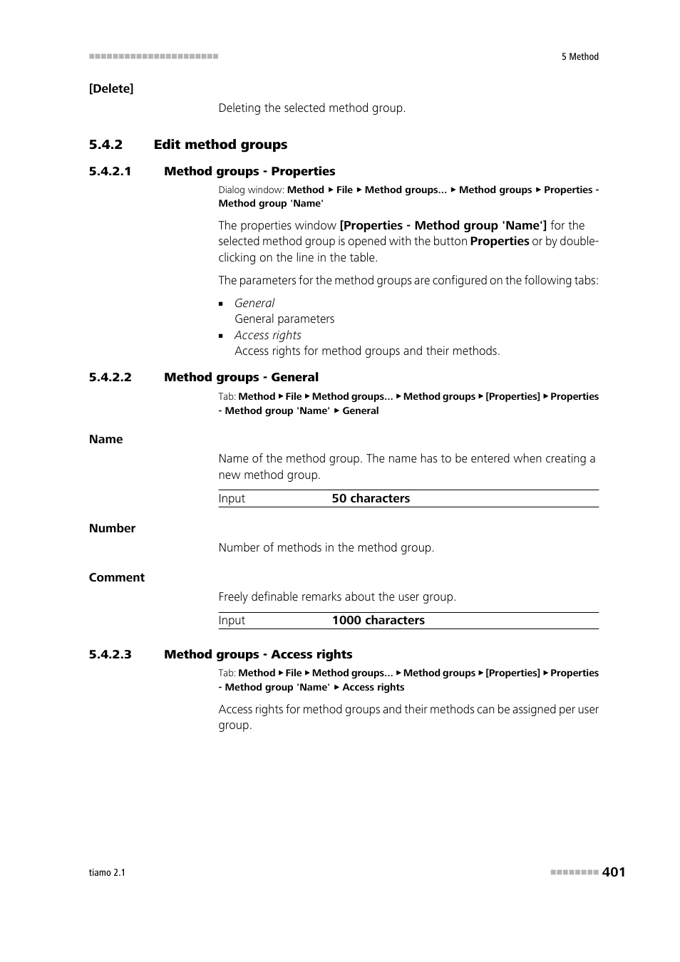 2 edit method groups, 1 method groups - properties, 2 method groups - general | 3 method groups - access rights, Edit method groups | Metrohm tiamo 2.1 Manual User Manual | Page 415 / 1532