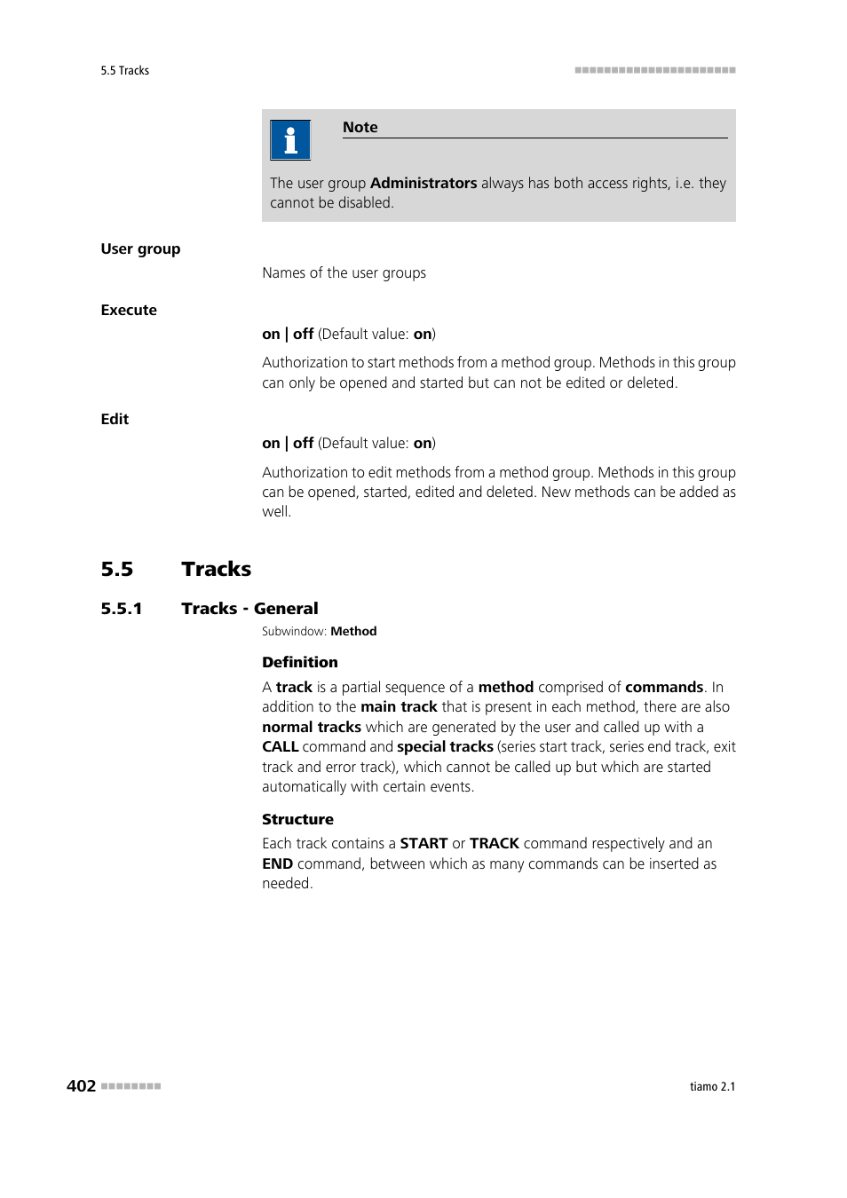 5 tracks, 1 tracks - general, Tracks | Tracks - general | Metrohm tiamo 2.1 Manual User Manual | Page 416 / 1532