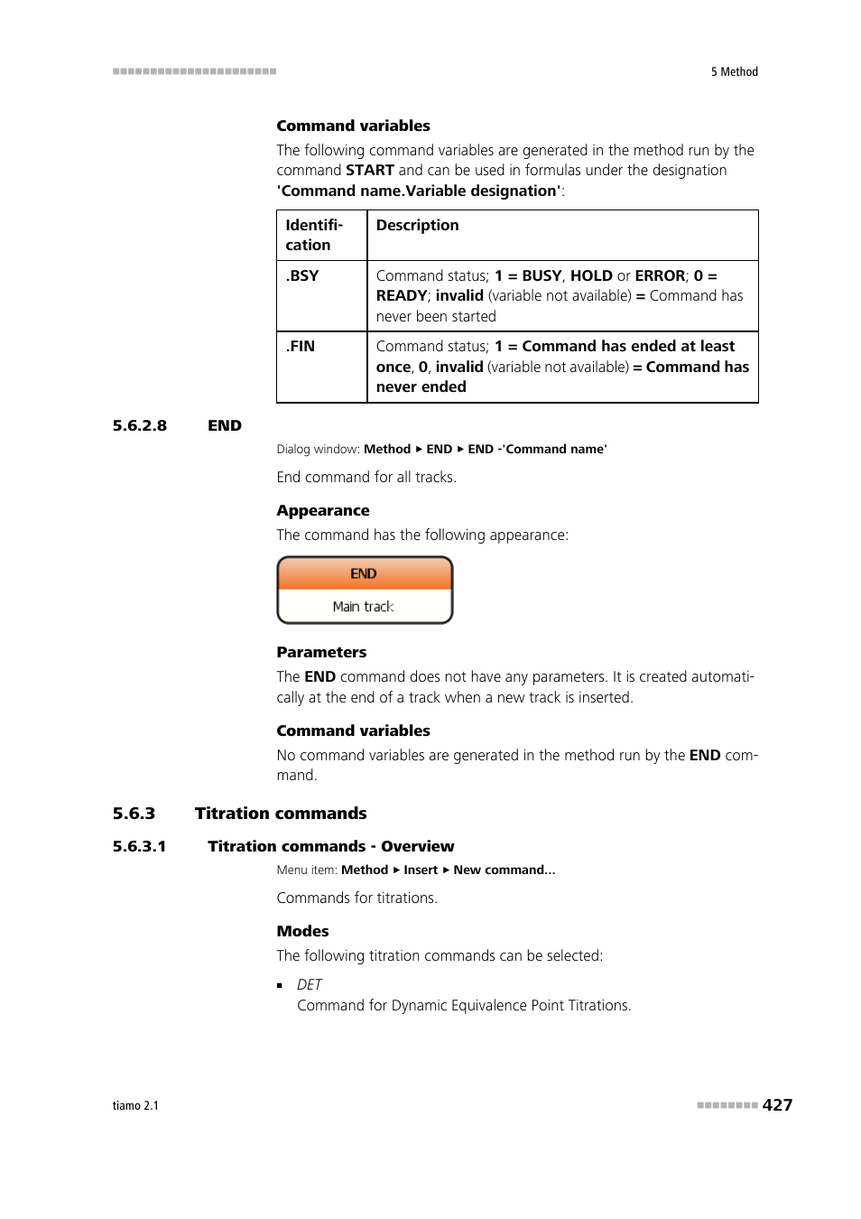 8 end, 3 titration commands, 1 titration commands - overview | Titration commands | Metrohm tiamo 2.1 Manual User Manual | Page 441 / 1532