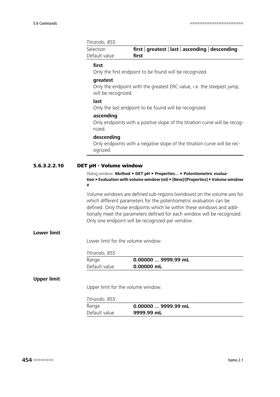 10 det ph - volume window | Metrohm tiamo 2.1 Manual User Manual | Page 468 / 1532