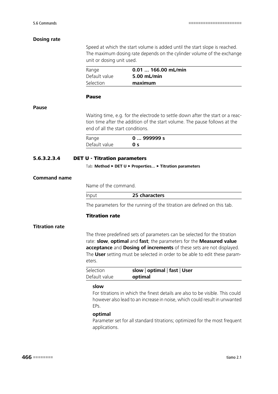 4 det u - titration parameters, Titration parameters | Metrohm tiamo 2.1 Manual User Manual | Page 480 / 1532