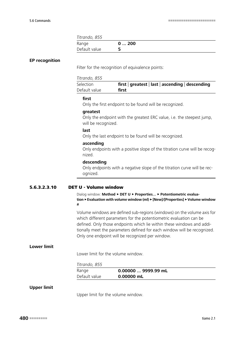 10 det u - volume window | Metrohm tiamo 2.1 Manual User Manual | Page 494 / 1532