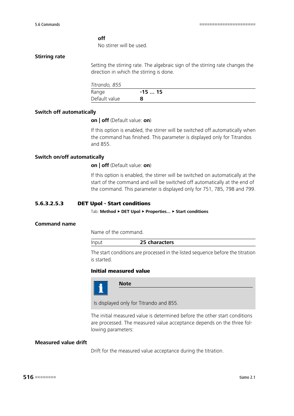 3 det upol - start conditions, Start conditions | Metrohm tiamo 2.1 Manual User Manual | Page 530 / 1532