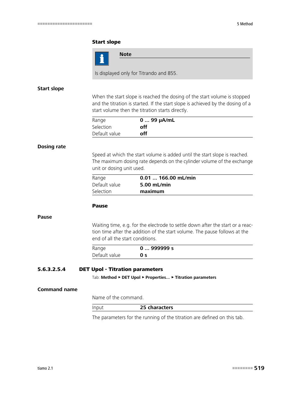 4 det upol - titration parameters, Titration parameters | Metrohm tiamo 2.1 Manual User Manual | Page 533 / 1532