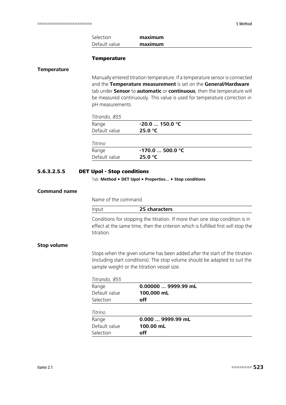 5 det upol - stop conditions, Stop conditions | Metrohm tiamo 2.1 Manual User Manual | Page 537 / 1532