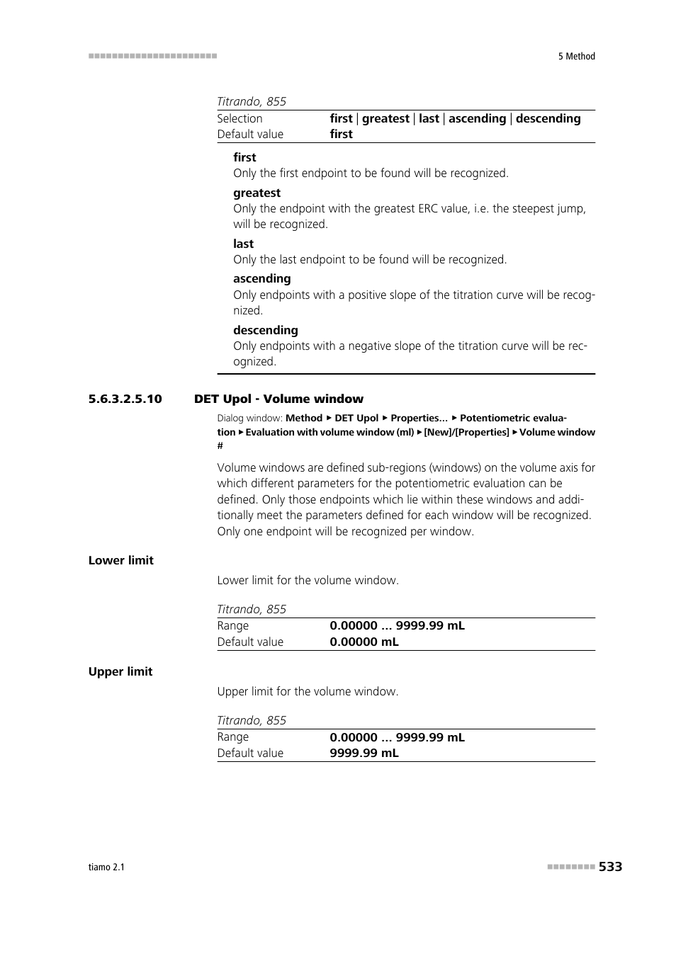 10 det upol - volume window | Metrohm tiamo 2.1 Manual User Manual | Page 547 / 1532