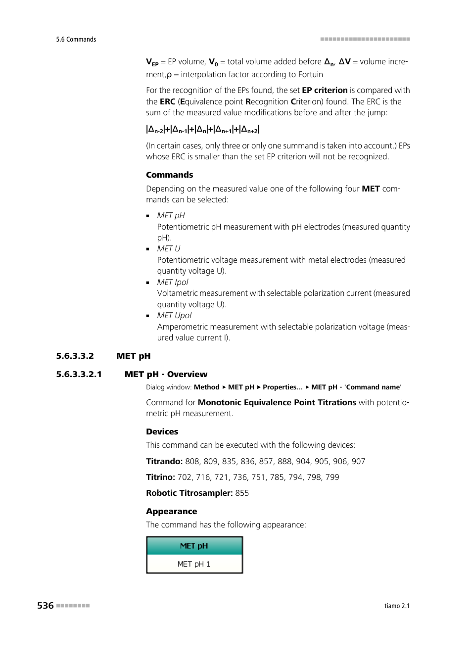 2 met ph, 1 met ph - overview | Metrohm tiamo 2.1 Manual User Manual | Page 550 / 1532