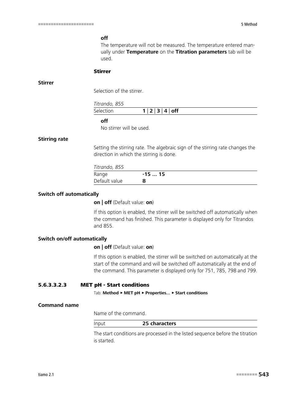 3 met ph - start conditions, Start conditions | Metrohm tiamo 2.1 Manual User Manual | Page 557 / 1532