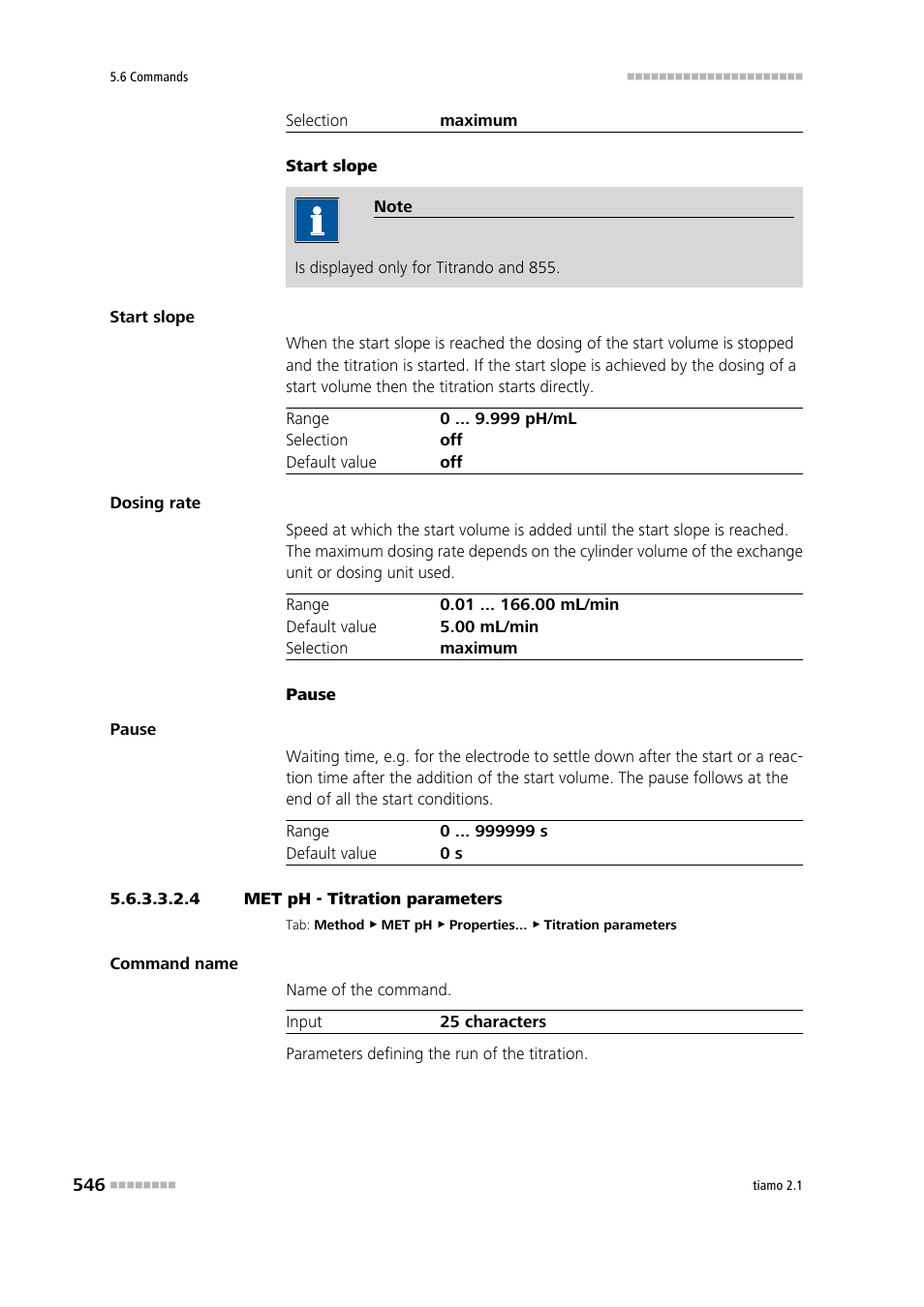 4 met ph - titration parameters, Titration parameters | Metrohm tiamo 2.1 Manual User Manual | Page 560 / 1532