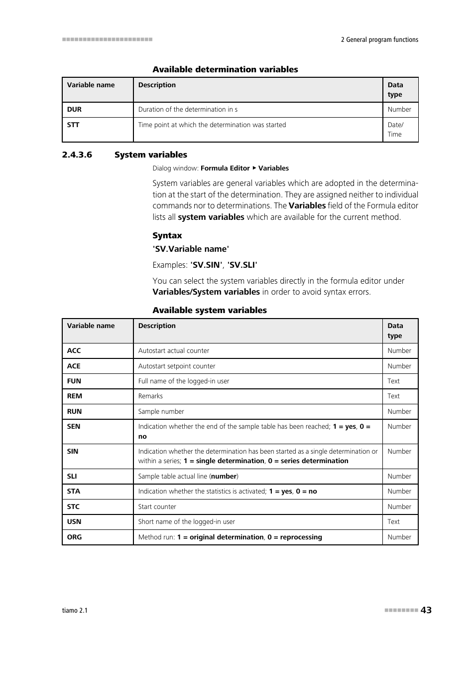 6 system variables, System variables | Metrohm tiamo 2.1 Manual User Manual | Page 57 / 1532