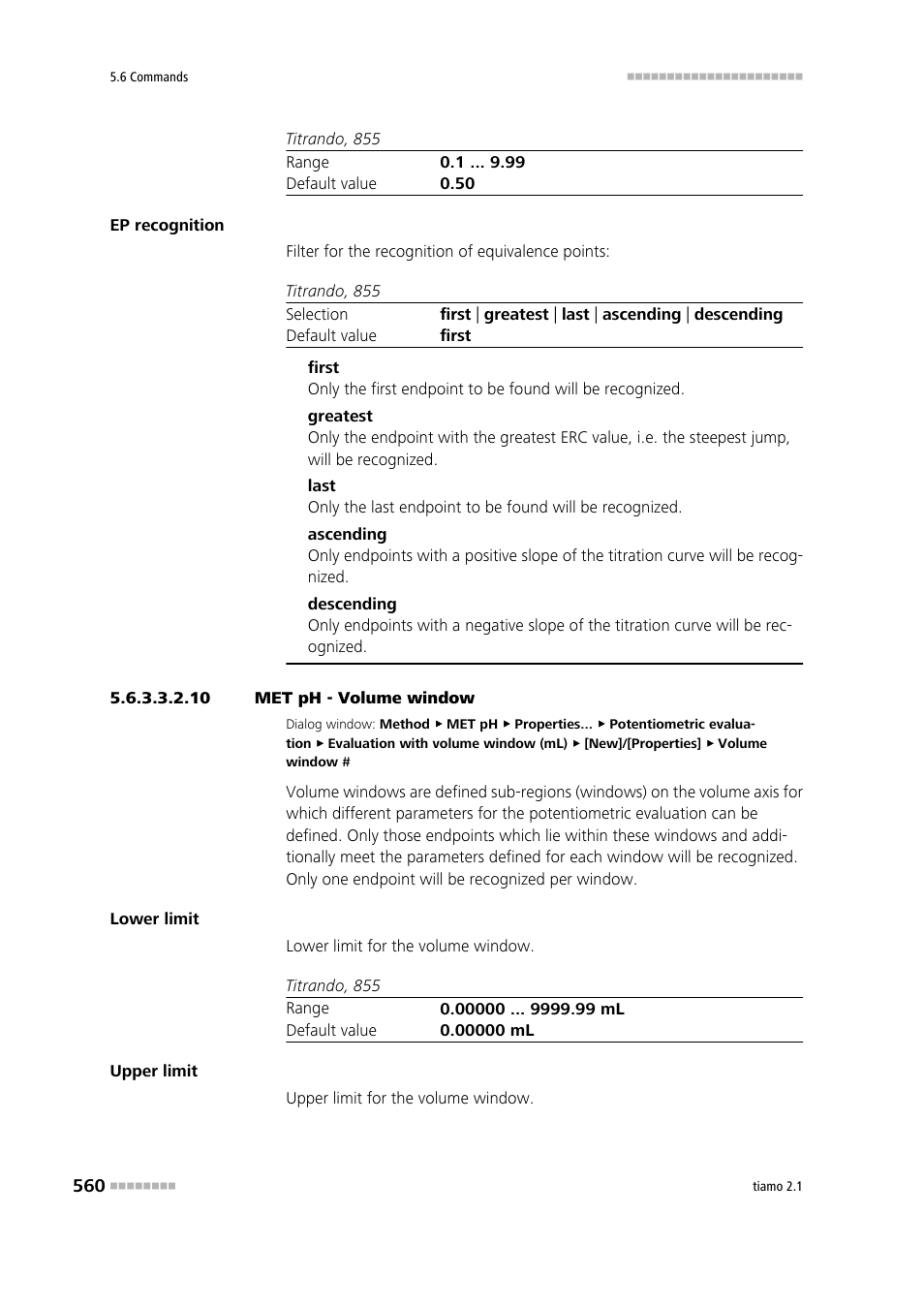 10 met ph - volume window | Metrohm tiamo 2.1 Manual User Manual | Page 574 / 1532