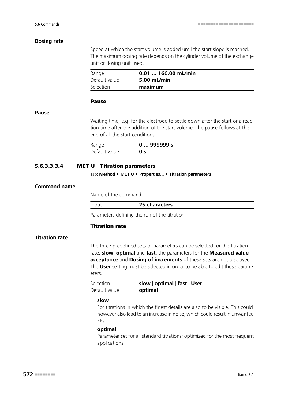 4 met u - titration parameters, Titration parameters | Metrohm tiamo 2.1 Manual User Manual | Page 586 / 1532