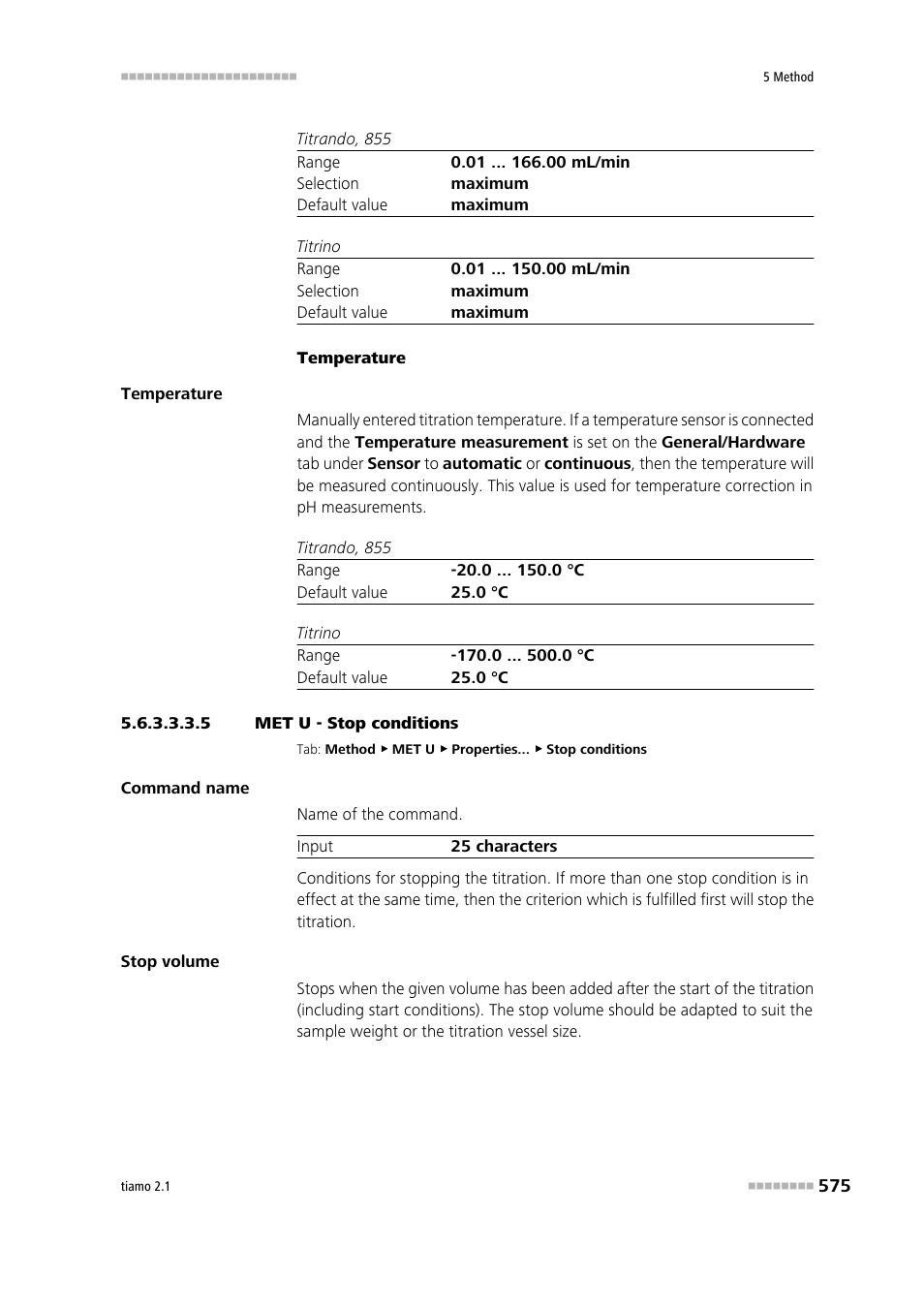 5 met u - stop conditions, Stop conditions | Metrohm tiamo 2.1 Manual User Manual | Page 589 / 1532