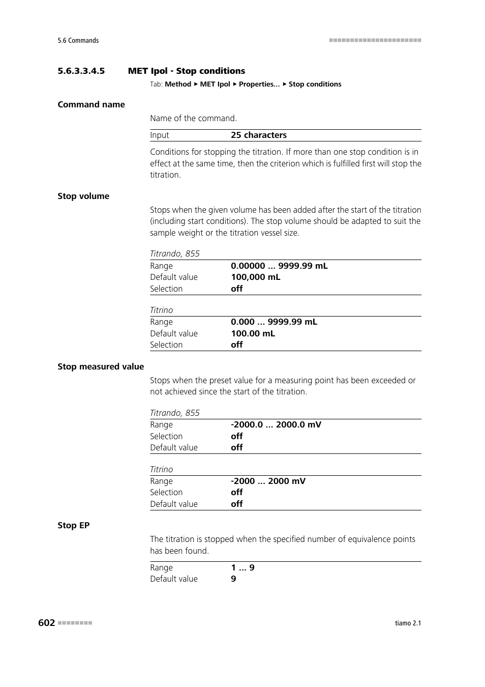 5 met ipol - stop conditions, Stop conditions | Metrohm tiamo 2.1 Manual User Manual | Page 616 / 1532