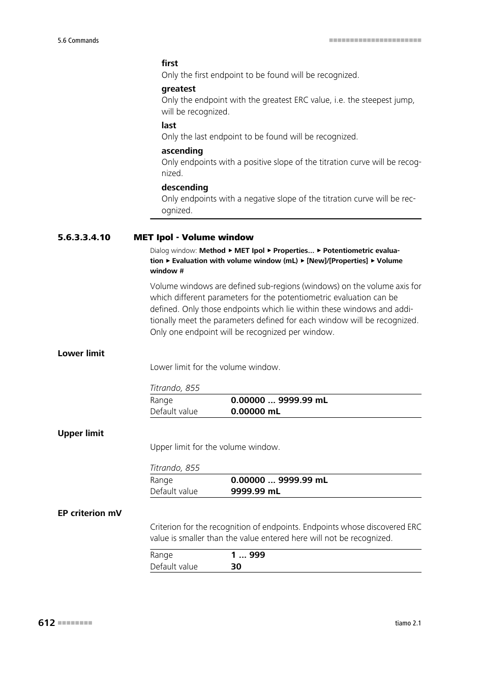 10 met ipol - volume window | Metrohm tiamo 2.1 Manual User Manual | Page 626 / 1532