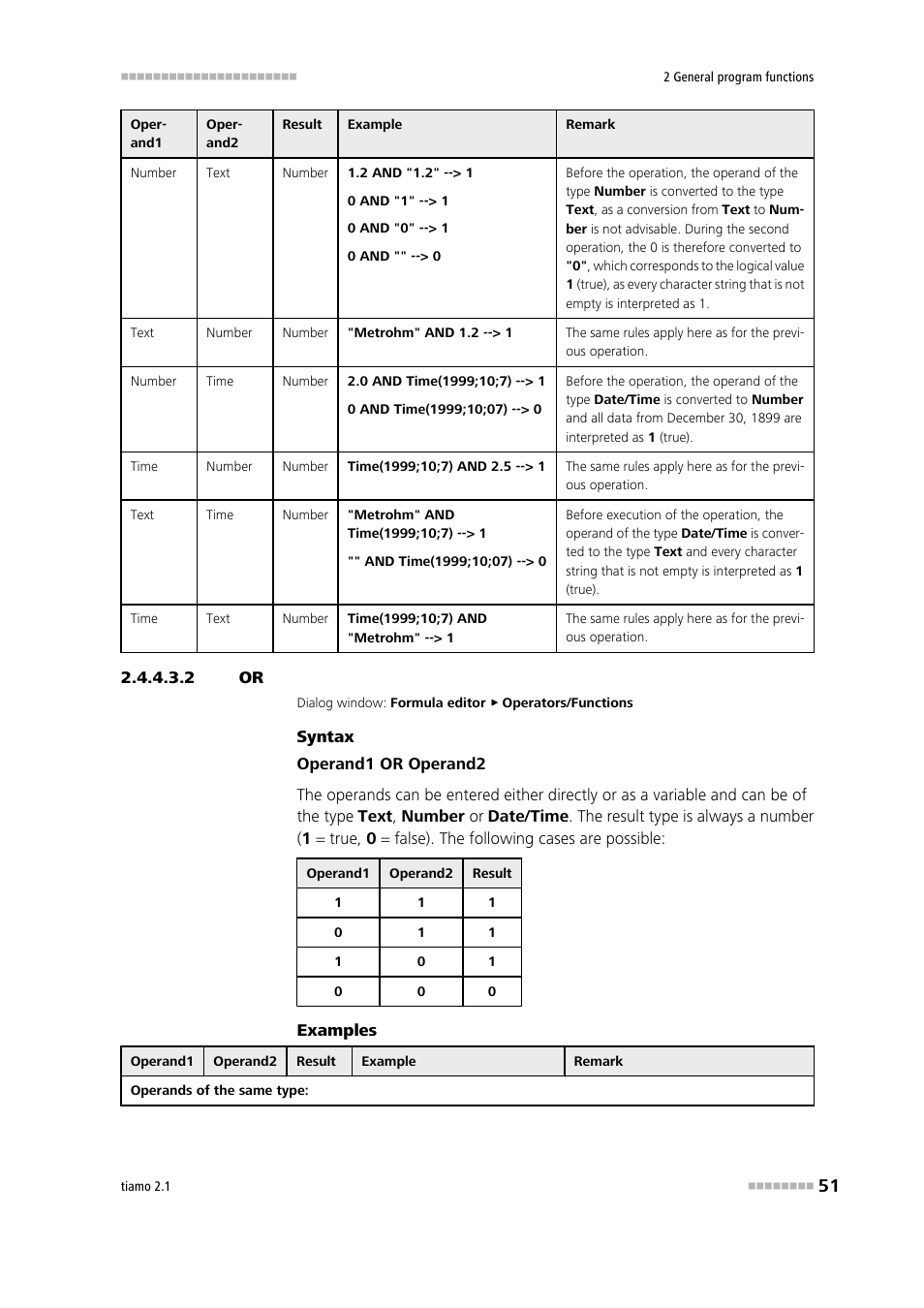 2 or, Logic or | Metrohm tiamo 2.1 Manual User Manual | Page 65 / 1532