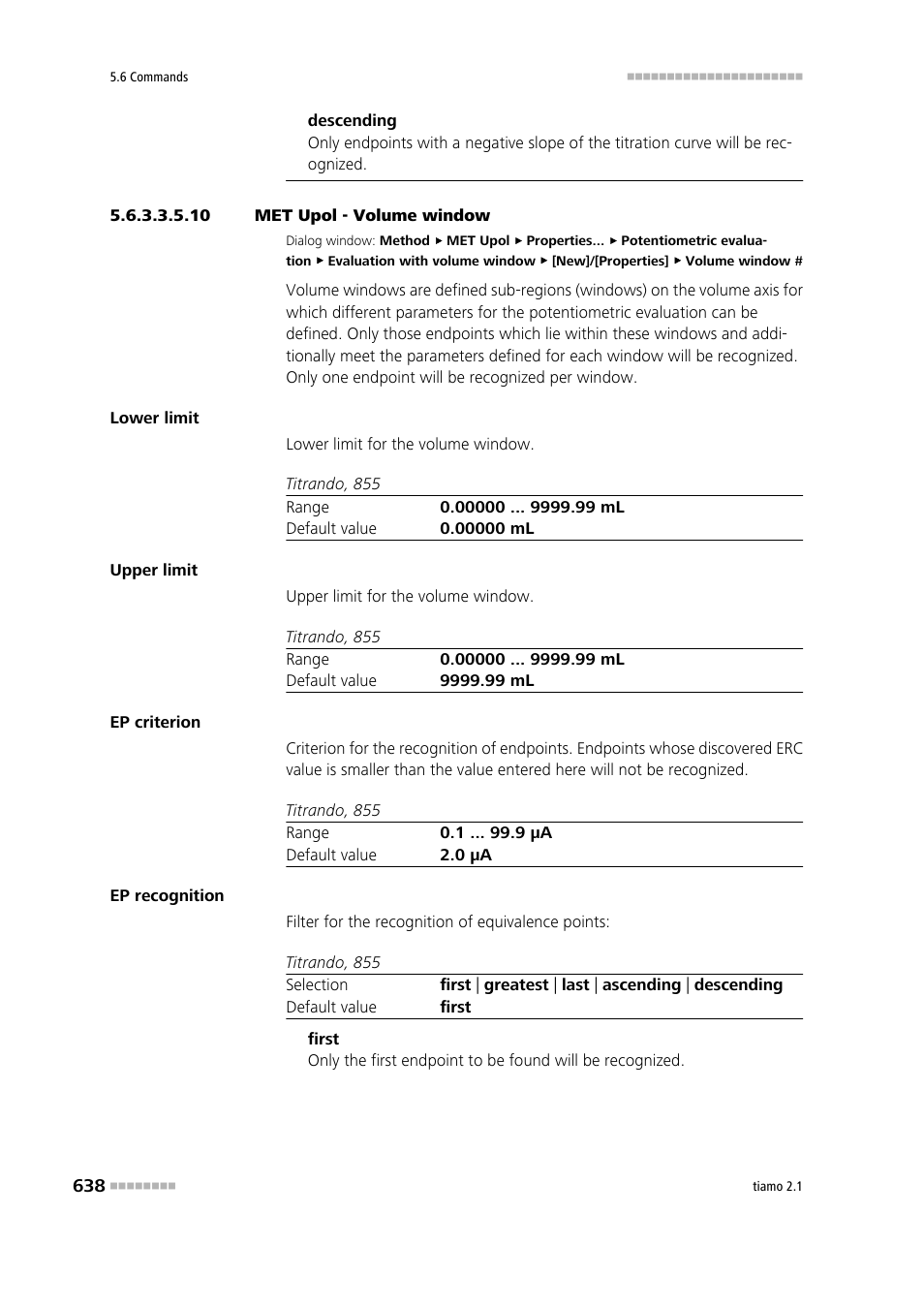 10 met upol - volume window | Metrohm tiamo 2.1 Manual User Manual | Page 652 / 1532