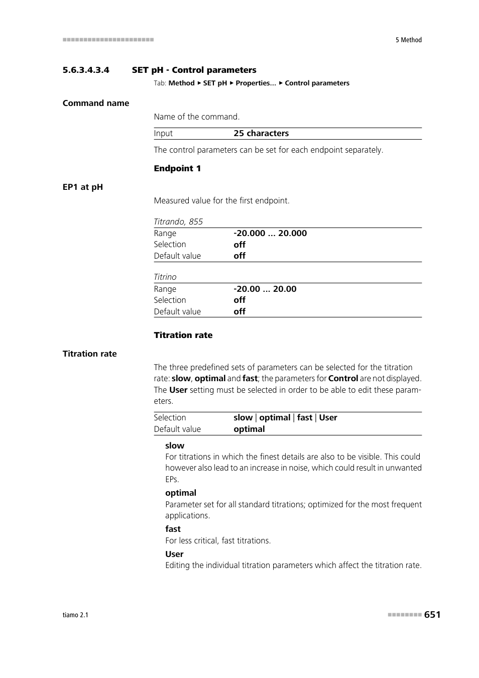 4 set ph - control parameters, Control parameters | Metrohm tiamo 2.1 Manual User Manual | Page 665 / 1532