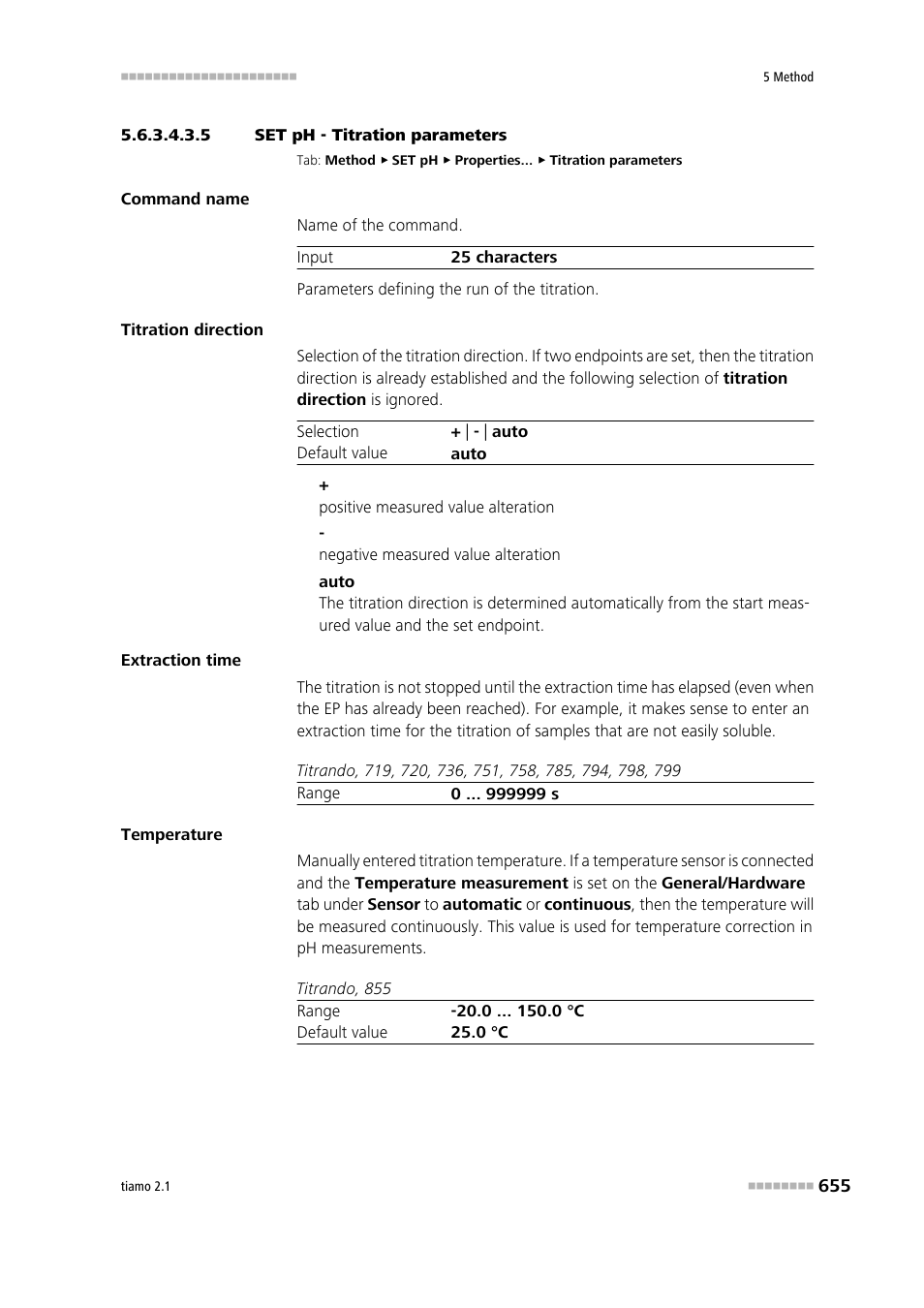 5 set ph - titration parameters, Titration parameters | Metrohm tiamo 2.1 Manual User Manual | Page 669 / 1532