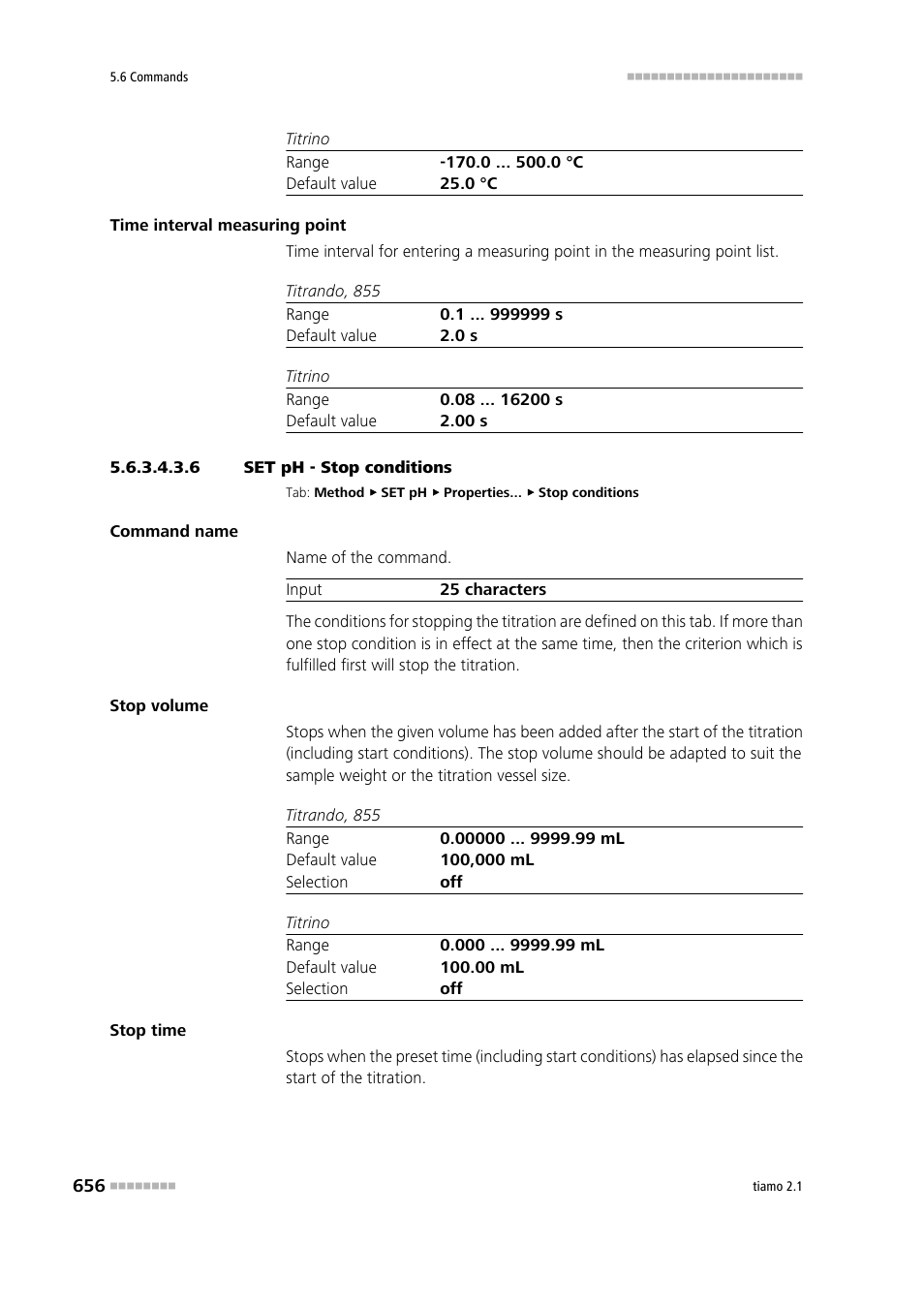 6 set ph - stop conditions, Stop conditions | Metrohm tiamo 2.1 Manual User Manual | Page 670 / 1532