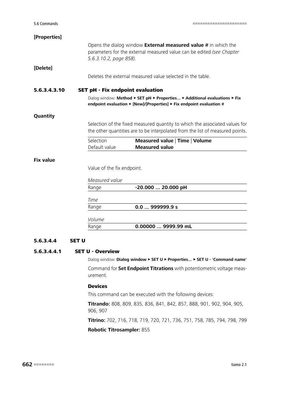 10 set ph - fix endpoint evaluation, 4 set u, 1 set u - overview | Set u | Metrohm tiamo 2.1 Manual User Manual | Page 676 / 1532