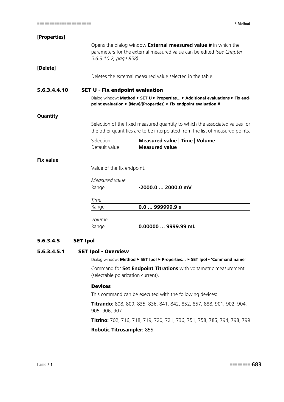 10 set u - fix endpoint evaluation, 5 set ipol, 1 set ipol - overview | Set ipol | Metrohm tiamo 2.1 Manual User Manual | Page 697 / 1532