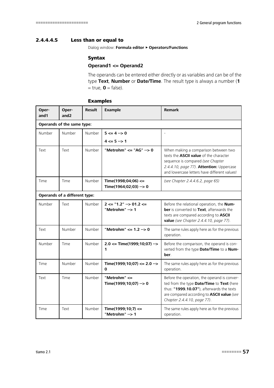 5 less than or equal to, Less than or equal to | Metrohm tiamo 2.1 Manual User Manual | Page 71 / 1532