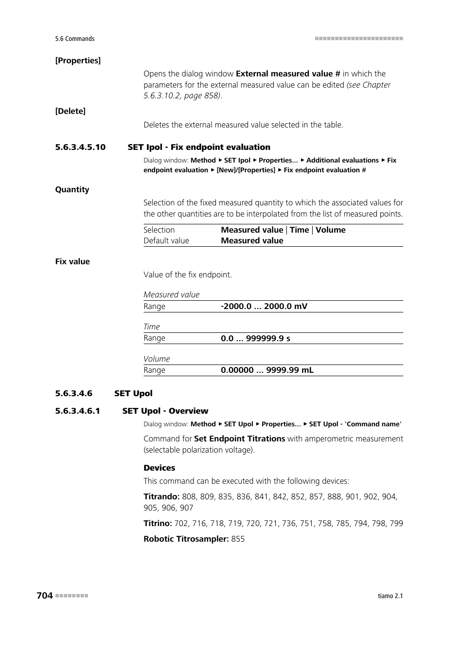 10 set ipol - fix endpoint evaluation, 6 set upol, 1 set upol - overview | Set upol | Metrohm tiamo 2.1 Manual User Manual | Page 718 / 1532