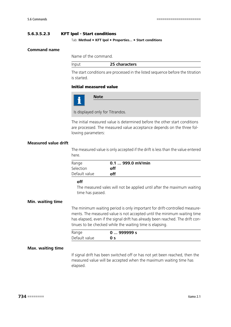 3 kft ipol - start conditions, Start conditions | Metrohm tiamo 2.1 Manual User Manual | Page 748 / 1532