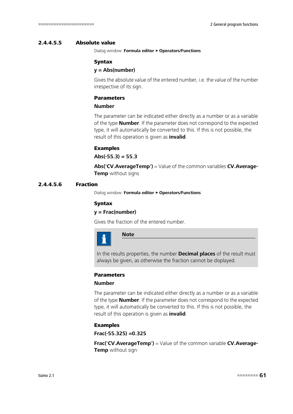 5 absolute value, 6 fraction, Absolute value | Fraction | Metrohm tiamo 2.1 Manual User Manual | Page 75 / 1532