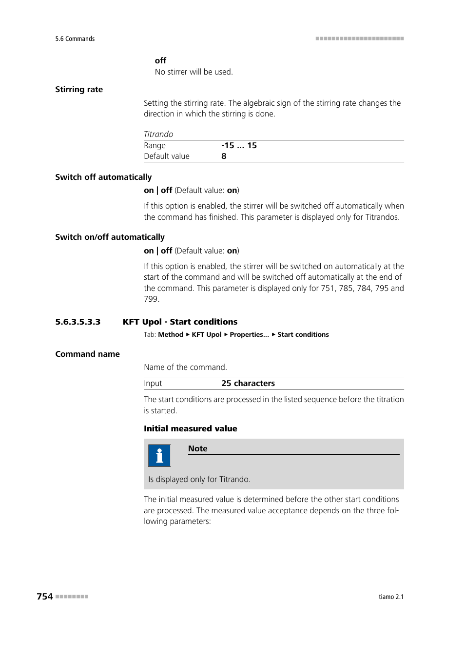 3 kft upol - start conditions, Start conditions | Metrohm tiamo 2.1 Manual User Manual | Page 768 / 1532