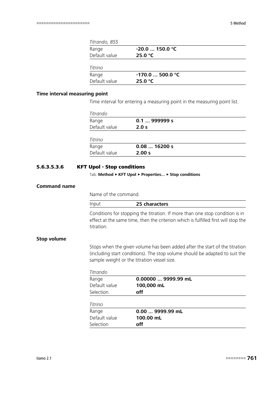 6 kft upol - stop conditions, Stop conditions | Metrohm tiamo 2.1 Manual User Manual | Page 775 / 1532