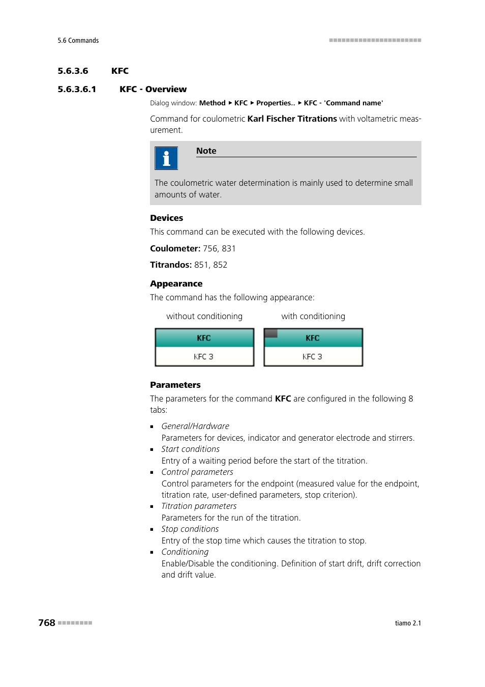 6 kfc, 1 kfc - overview | Metrohm tiamo 2.1 Manual User Manual | Page 782 / 1532