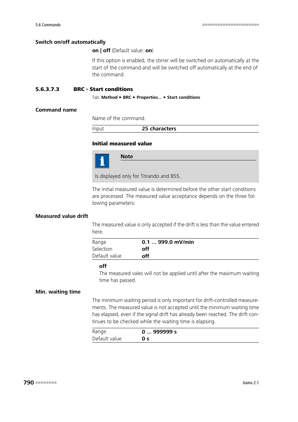 3 brc - start conditions, Start conditions | Metrohm tiamo 2.1 Manual User Manual | Page 804 / 1532