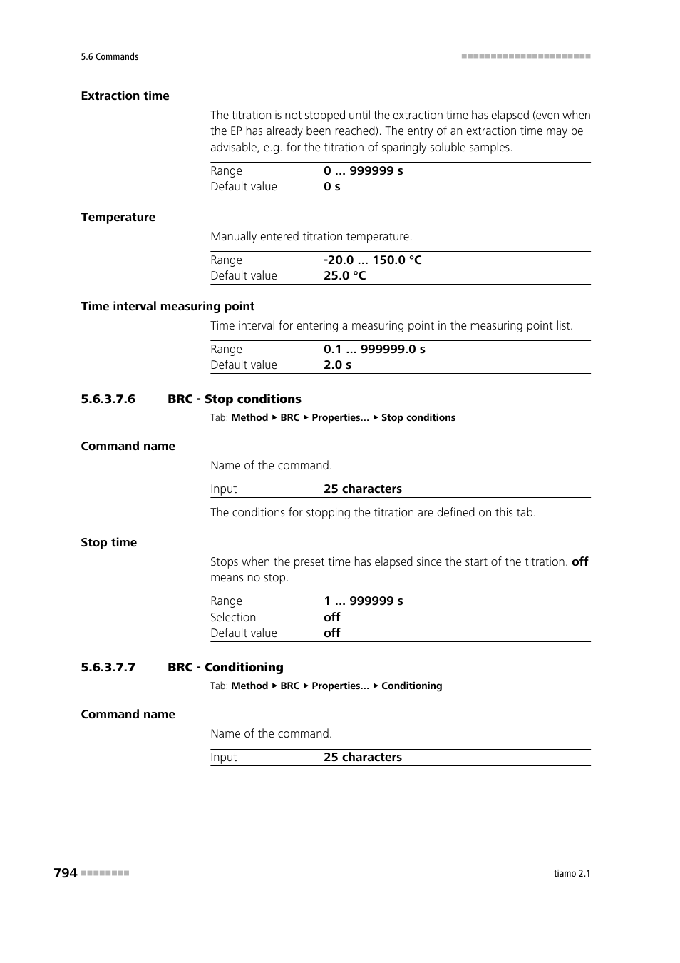 6 brc - stop conditions, 7 brc - conditioning, Stop conditions | Conditioning | Metrohm tiamo 2.1 Manual User Manual | Page 808 / 1532