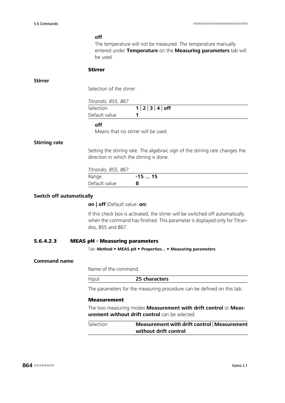 3 meas ph - measuring parameters, Measuring parameters | Metrohm tiamo 2.1 Manual User Manual | Page 878 / 1532