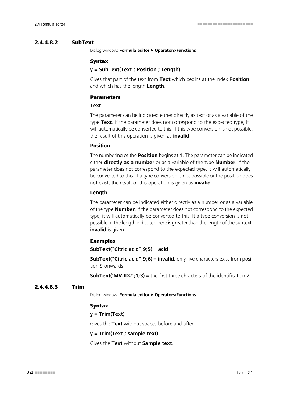 2 subtext, 3 trim, Subtext | Trim | Metrohm tiamo 2.1 Manual User Manual | Page 88 / 1532