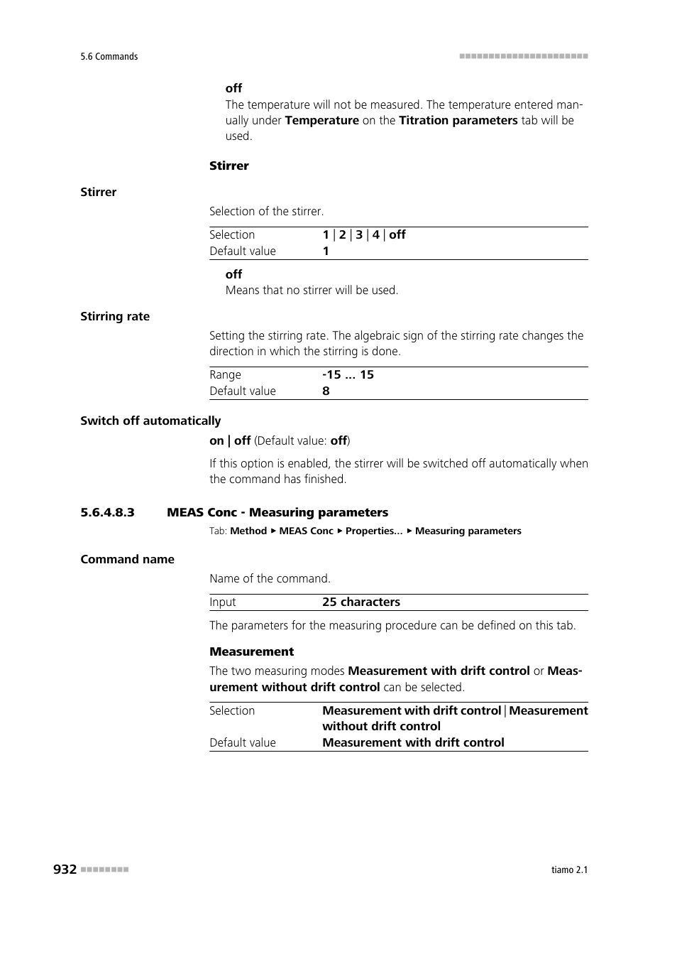 3 meas conc - measuring parameters | Metrohm tiamo 2.1 Manual User Manual | Page 946 / 1532