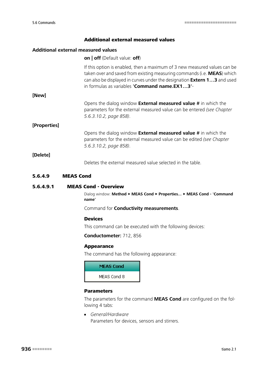 9 meas cond, 1 meas cond - overview, Meas cond | Metrohm tiamo 2.1 Manual User Manual | Page 950 / 1532