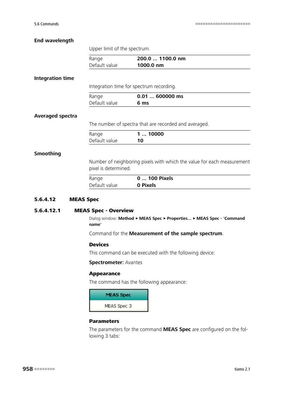 12 meas spec, 1 meas spec - overview, Meas spec | Metrohm tiamo 2.1 Manual User Manual | Page 972 / 1532