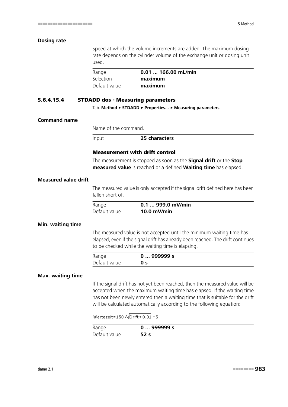 4 stdadd dos - measuring parameters | Metrohm tiamo 2.1 Manual User Manual | Page 997 / 1532