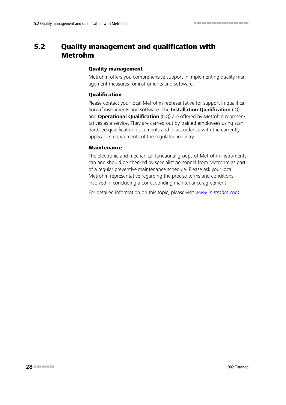 Quality management and qualification with metrohm | Metrohm 902 Titrando User Manual | Page 36 / 52