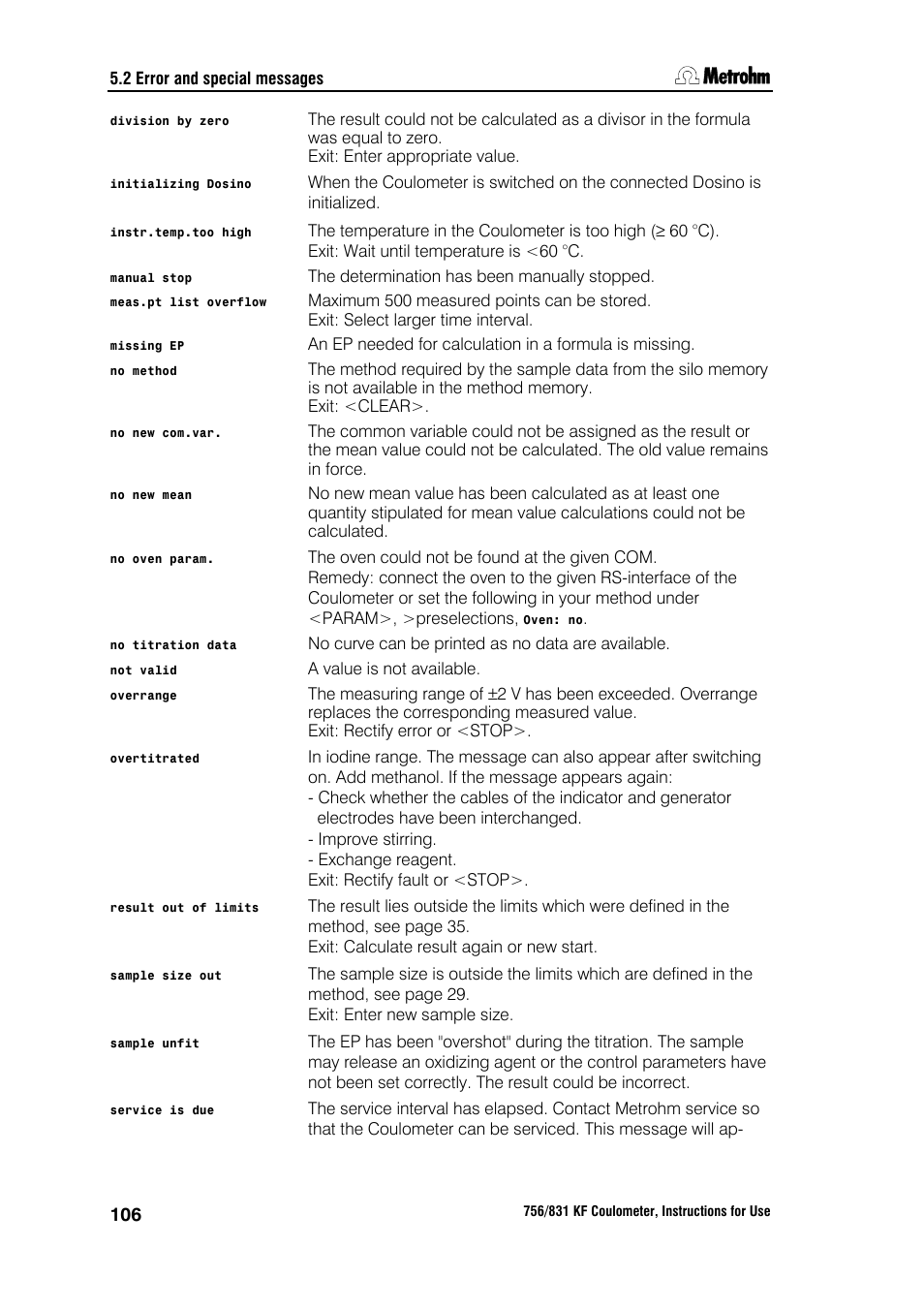 Metrohm 756 KF Coulometer User Manual | Page 114 / 163