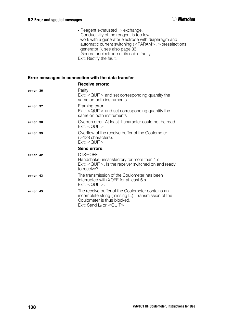 Metrohm 756 KF Coulometer User Manual | Page 116 / 163