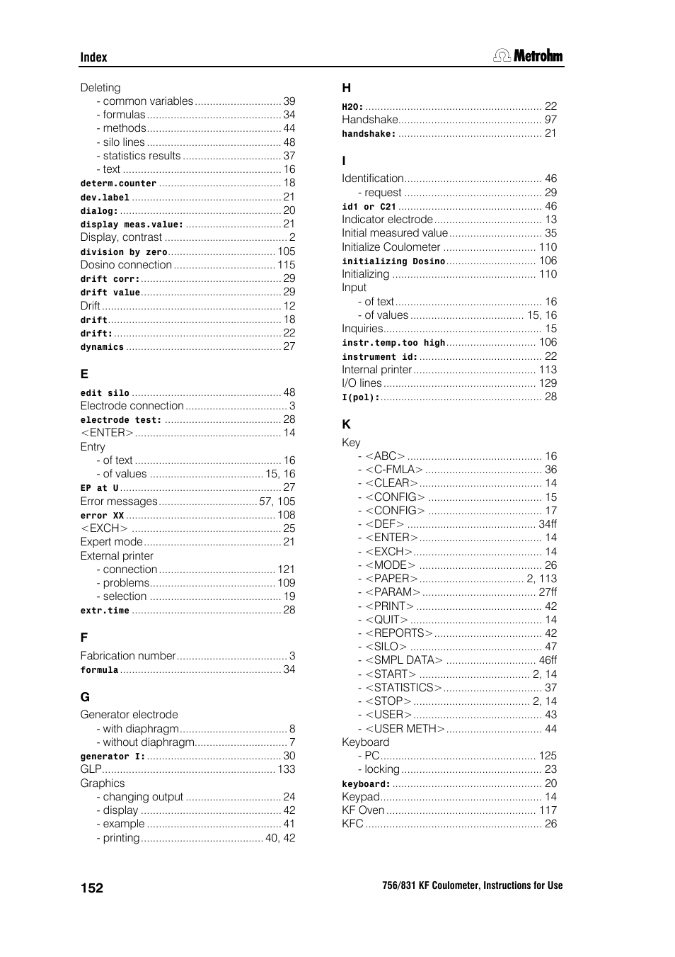 Metrohm 756 KF Coulometer User Manual | Page 160 / 163
