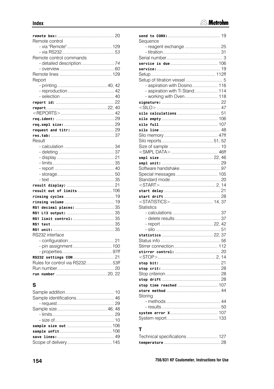 Metrohm 756 KF Coulometer User Manual | Page 162 / 163