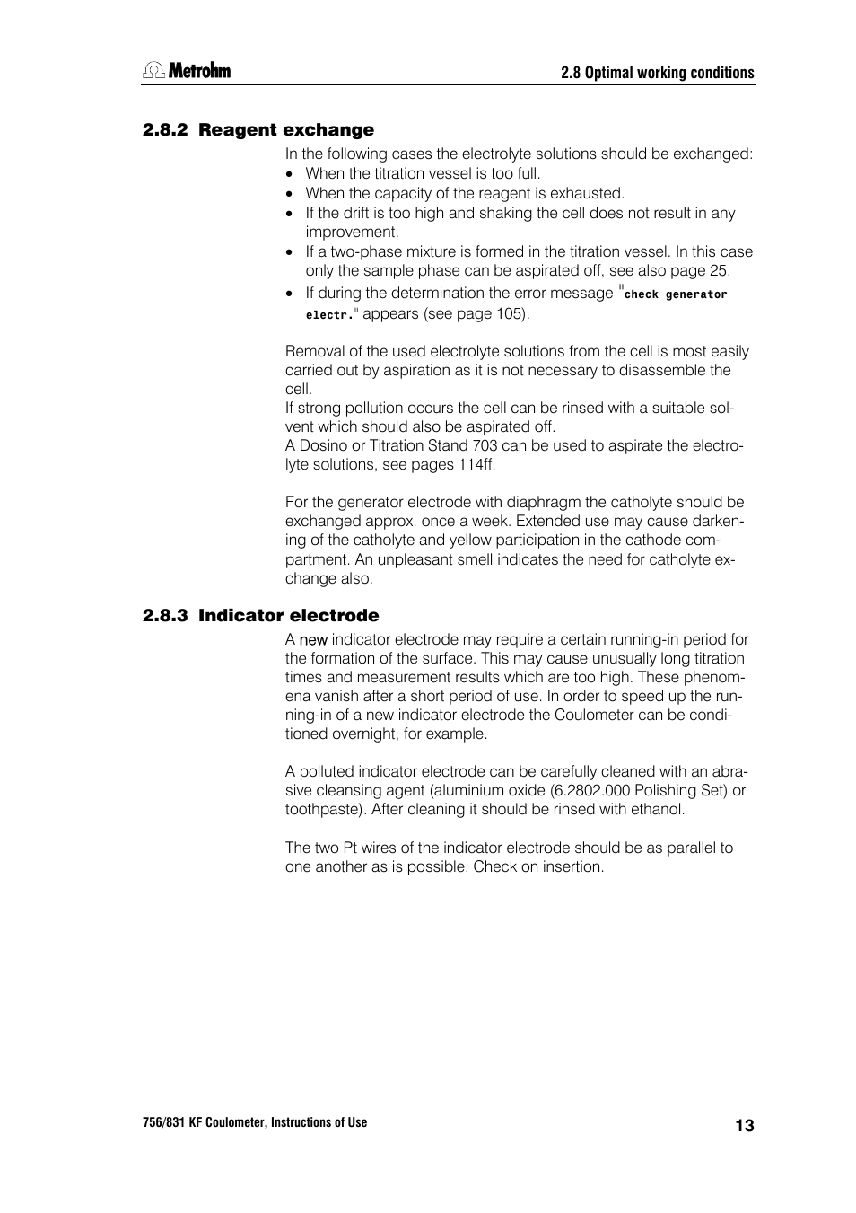 2 reagent exchange, 3 indicator electrode | Metrohm 756 KF Coulometer User Manual | Page 21 / 163