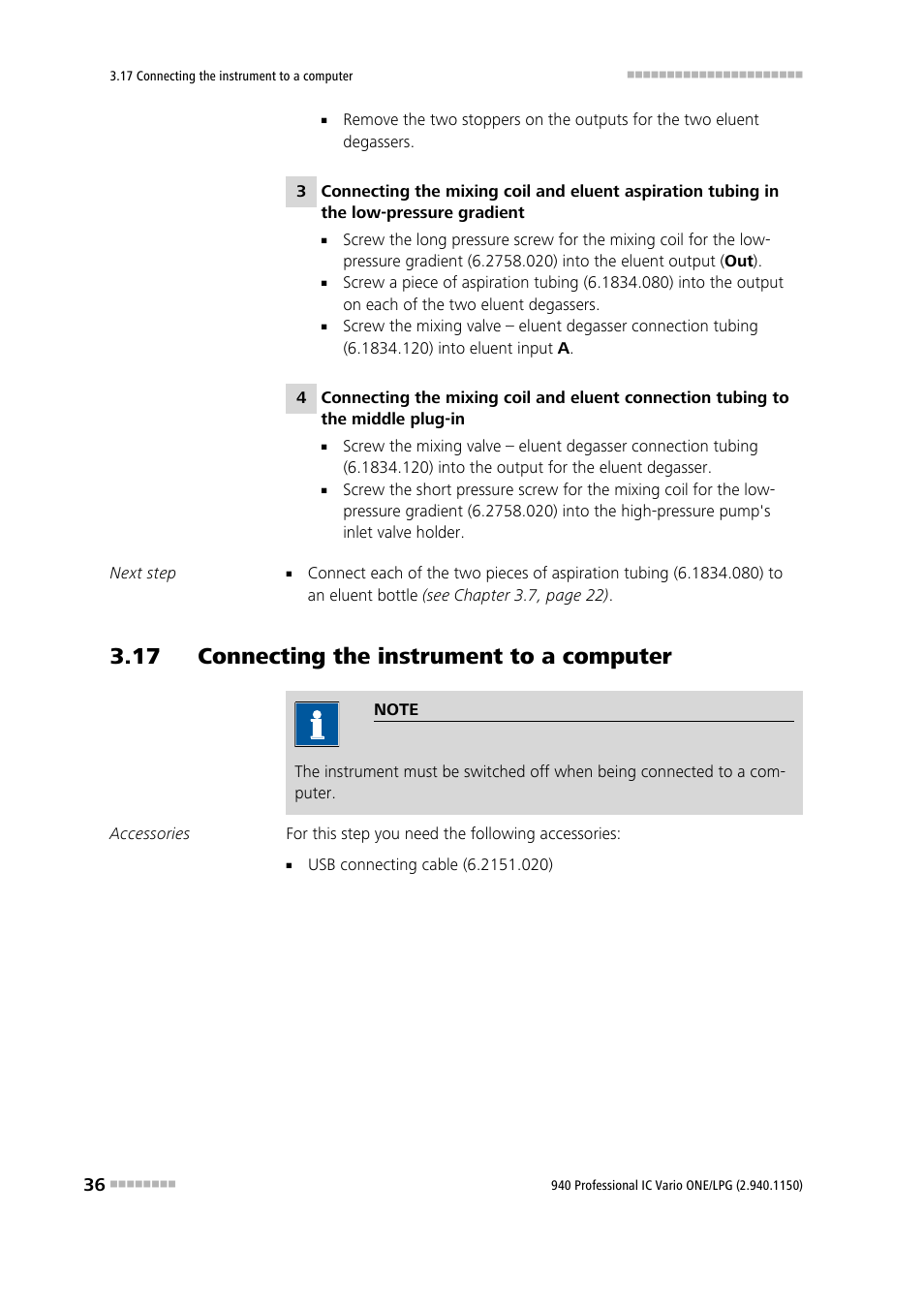17 connecting the instrument to a computer | Metrohm 940 Professional IC Vario ONE/LPG User Manual | Page 44 / 98